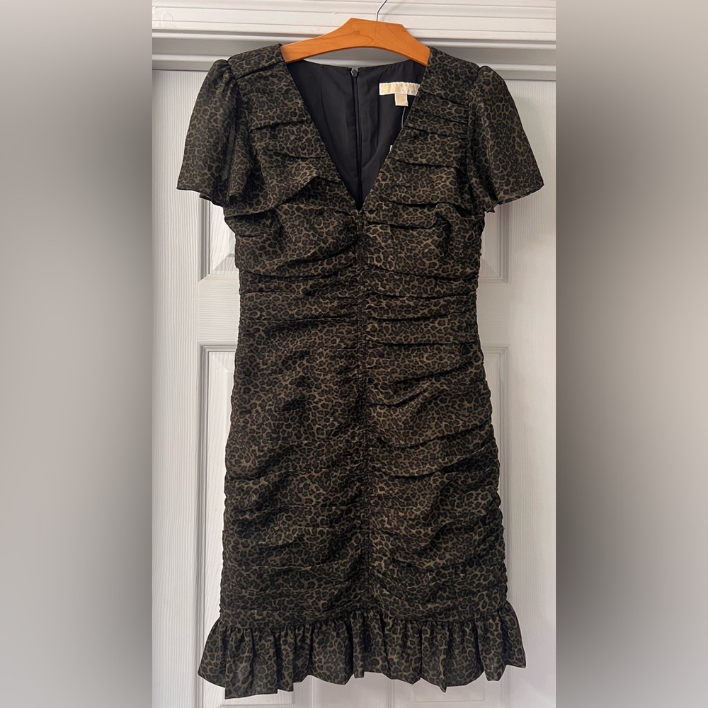 NWT MICHAEL Michael Kors Black Ruched Sheath Mini Dress - Sz 2